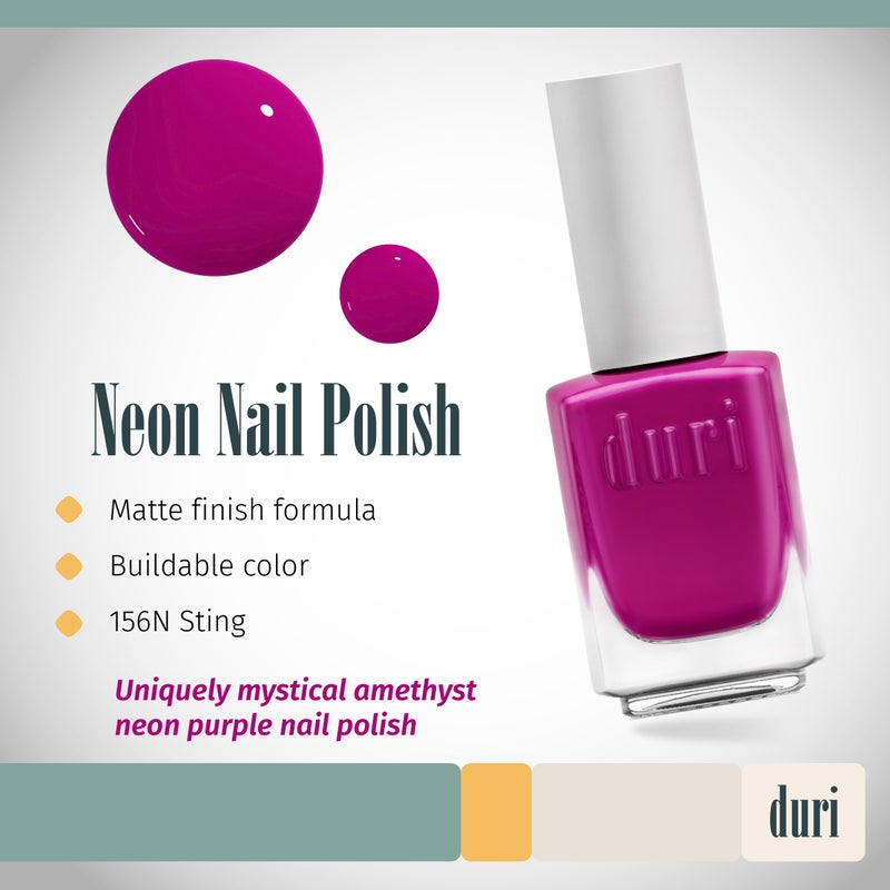 duri 156N Orchid - Neon Purple Nail Polish, Matte Finish, Quick Drying, 0.45 Fl Oz - Image 2